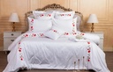 Glinens Red Love Flower 240x260cm Egyptian Cotton Bed Set 100% Sateen 600 Thread Count Embroidered Duvet Cover Set Durable & Soft Touch Comfort - Red