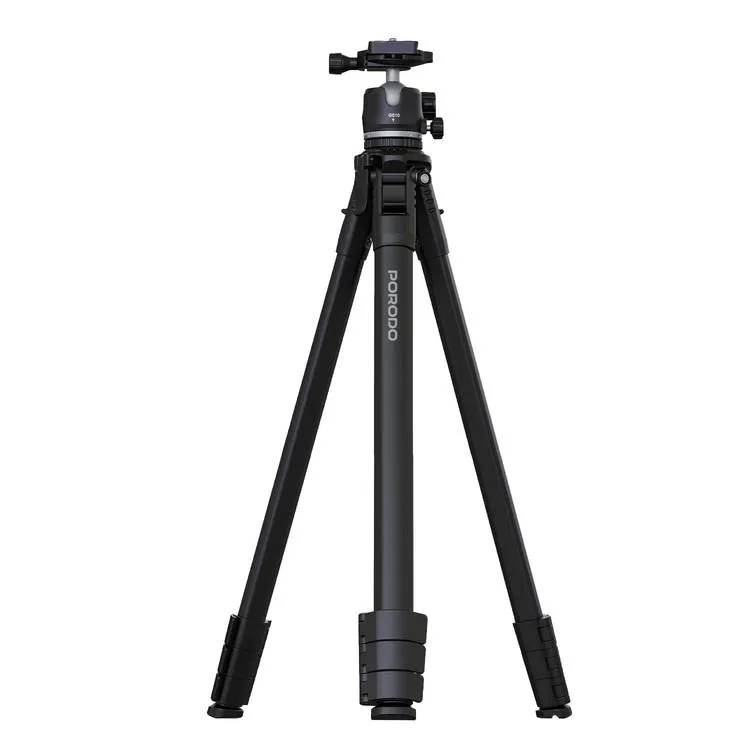 Porodo Ultra Light Aluminum Tripod 360° Rotation Telescopic Design Nano Gel Base Durable & Portable for Cameras |PD-TRPSEFE-BK|