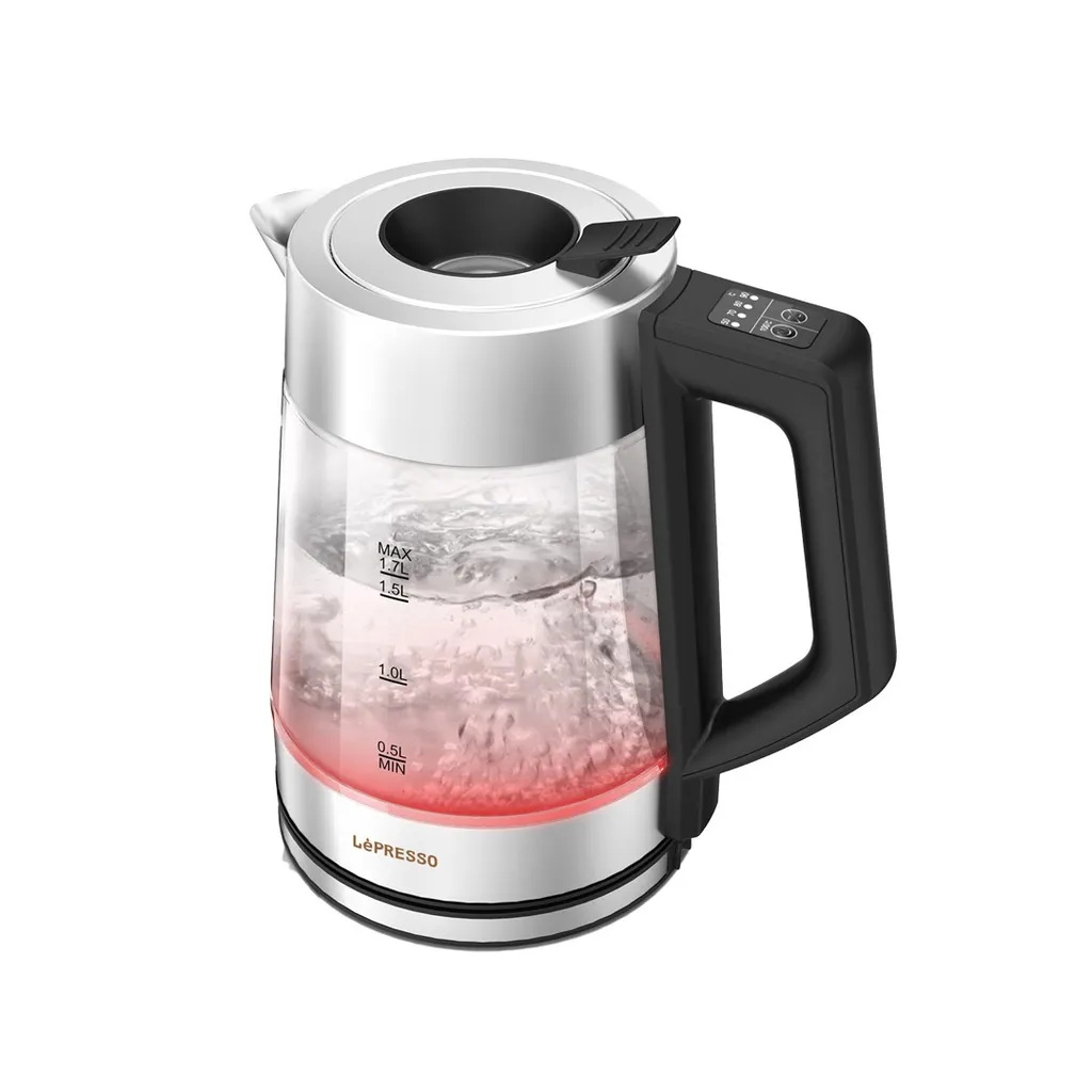 LePresso Multi Temperature Illuminated Glass Kettle 1.7L 50 to 100°C Temp Control Boil Dry Protection Keep Warm Function Quick Heating |LP008||LPCFFM0008-BK|