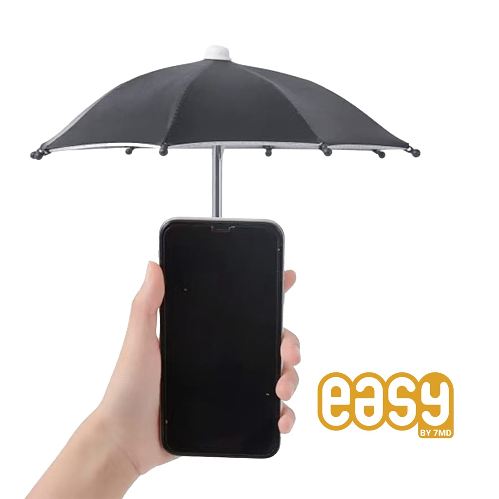easy Mini Motorcycle Umbrella by 7MD Durable 8 Nylon Ribs Anti Reflective Phone Protection Curved Handle  Universal Phone Holder Compatibility Sunshade & Rainproof Design