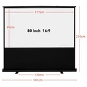 Portable Floor Standing Projection Screen 80inch & 100inch Quick Setup Air Pressure Spring Aluminum Case Lightweight & Durable Fabric: Matte