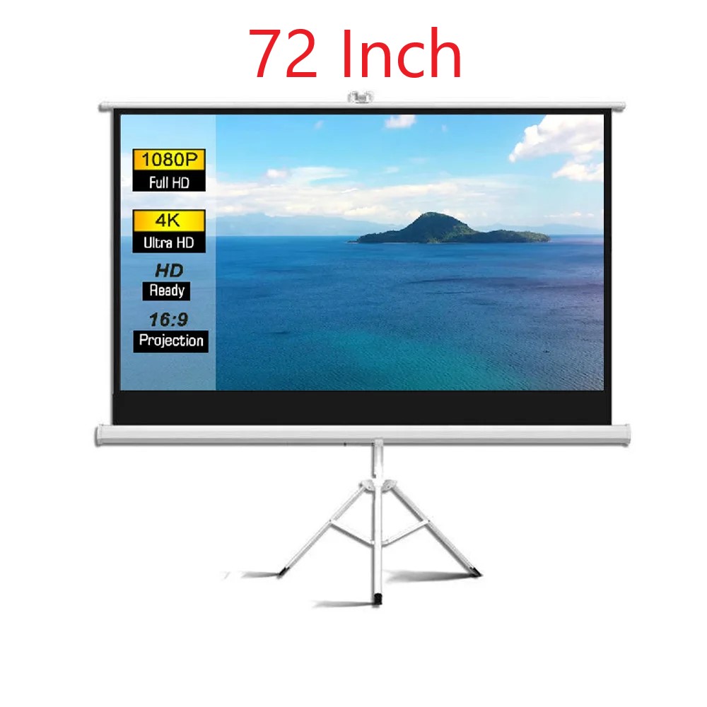 7MD Projector Screen with Stand Portable Matte White Home Theater & Outdoor Use 72”-150”