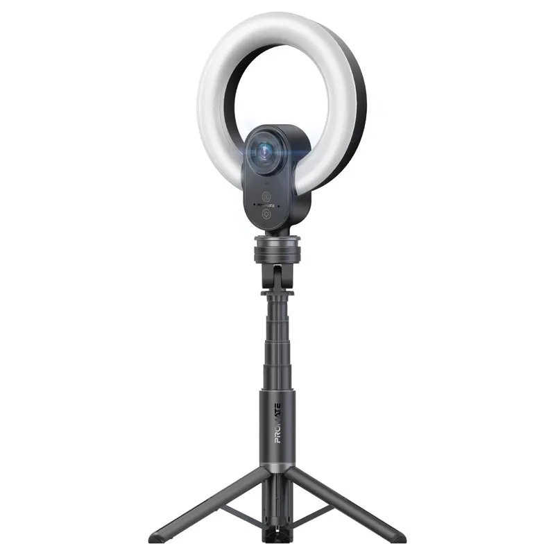 Promate 2K Ultra-HD Webcam with Built-in Mic & Ring Light and detachable Tripod |VistaCam|