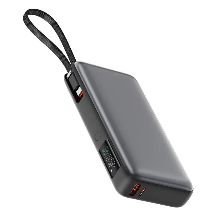 Acefast 20000mAh باور بنك سريع مع كابل شحن USB-C مدمج وشاشة LED ذكية بقدرة تصل إلى 100 واط PD | M22
