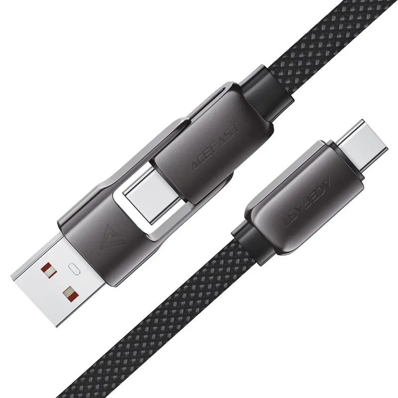 Acefast كابل شحن سريع ونقل بيانات USB-A & USB-C إلى USB-C بقدرة 60 واط – سبائك الزنك – مضفر بالنايلون – متين بطول 0.2m |C13-05|