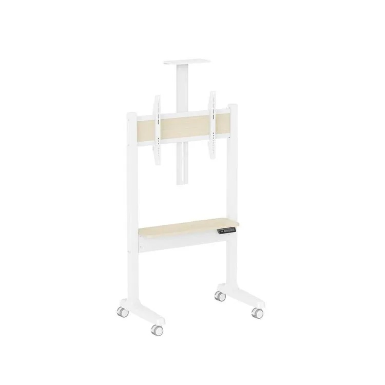 Powerology Electric TV Stand with Vertical Height Adjustment for 37"- 86" TVs Stable Durable with Easy Control Panel |PTVDES-BK/WH|