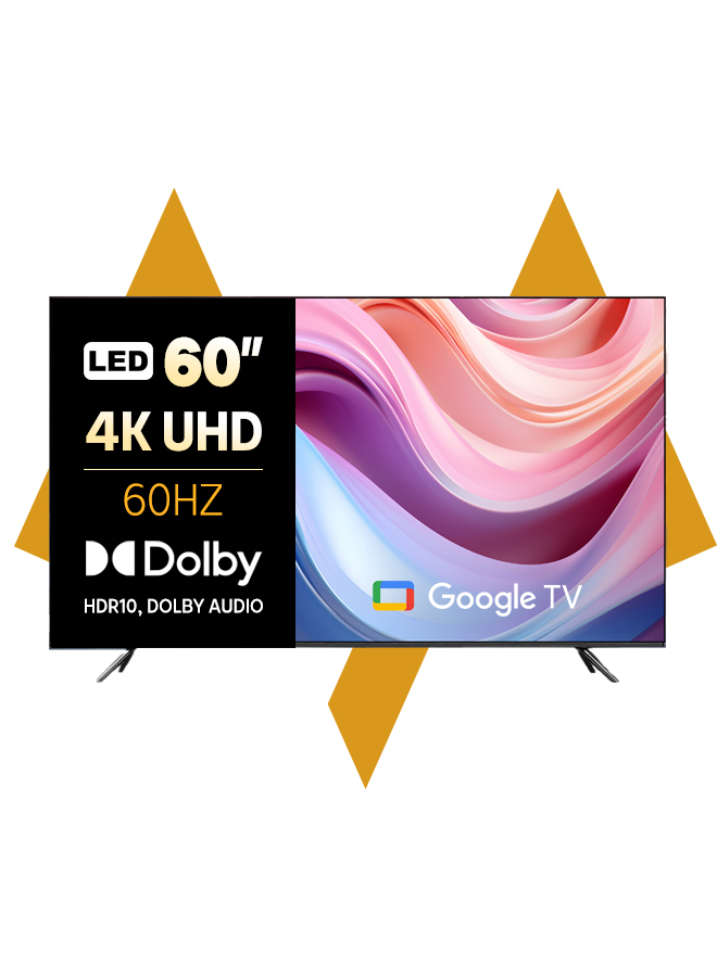 7MD 60 Inch Google TV 60 Hz Refresh Rate 16GB eMMC + 2GB RAM 4K UHD Smart LED TV with Dolby Audio Sound WiFi Bluetooth Voice Search Built In Speakers & HDR10 Support With 1 Year Free 7MD Subs  |7md-02|