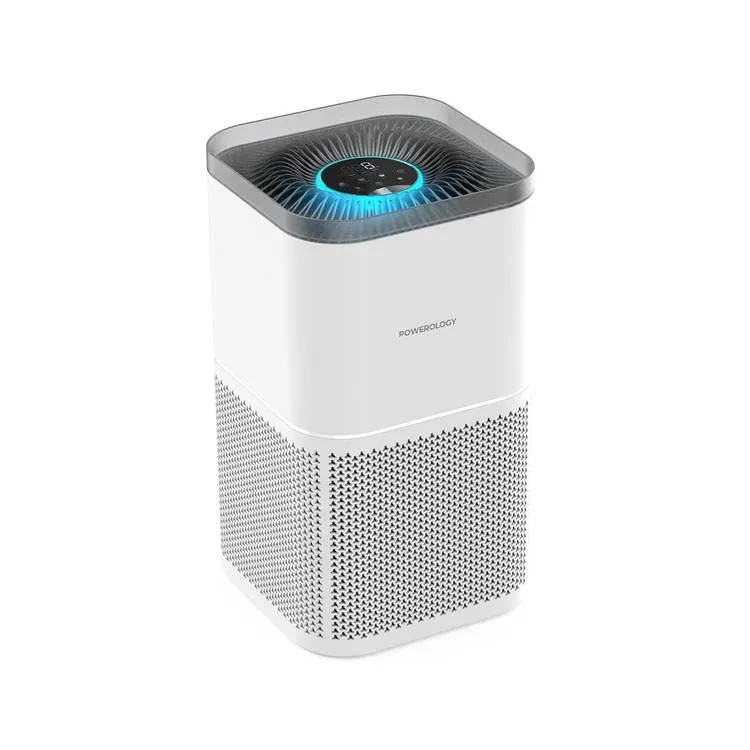 Powerology Smart Air Purifier Odor and Smoke Eliminator with H13 Medical Grade Filter PM2.5 Sensors  360 Degree UV C Filtration Low Noise |PSAPRFR|
