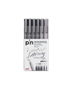 Ghaith and Qalby Etmaan Uni Pin Fine Liner Set 6 Piece Waterproof Ink Pens for Lettering Drawing and Design