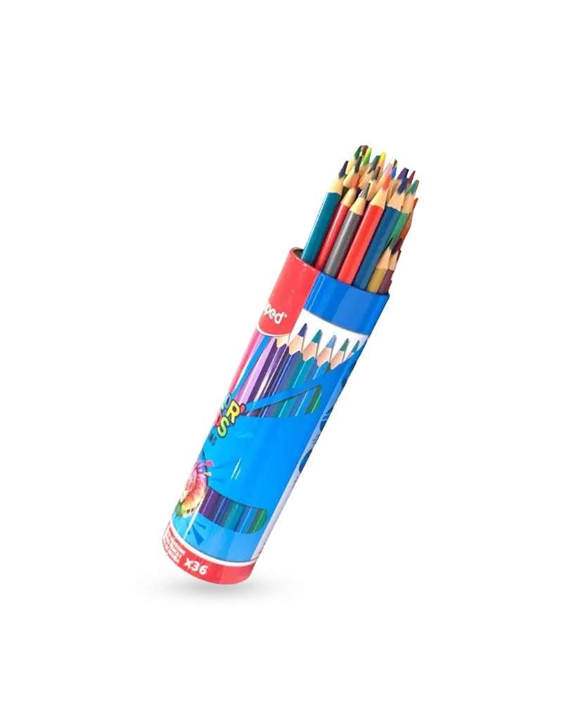 Ghaith and Qalby Etmaan Color Pencil Cylinder 36 Colors Break Resistant Tips for Kids Drawing and Coloring