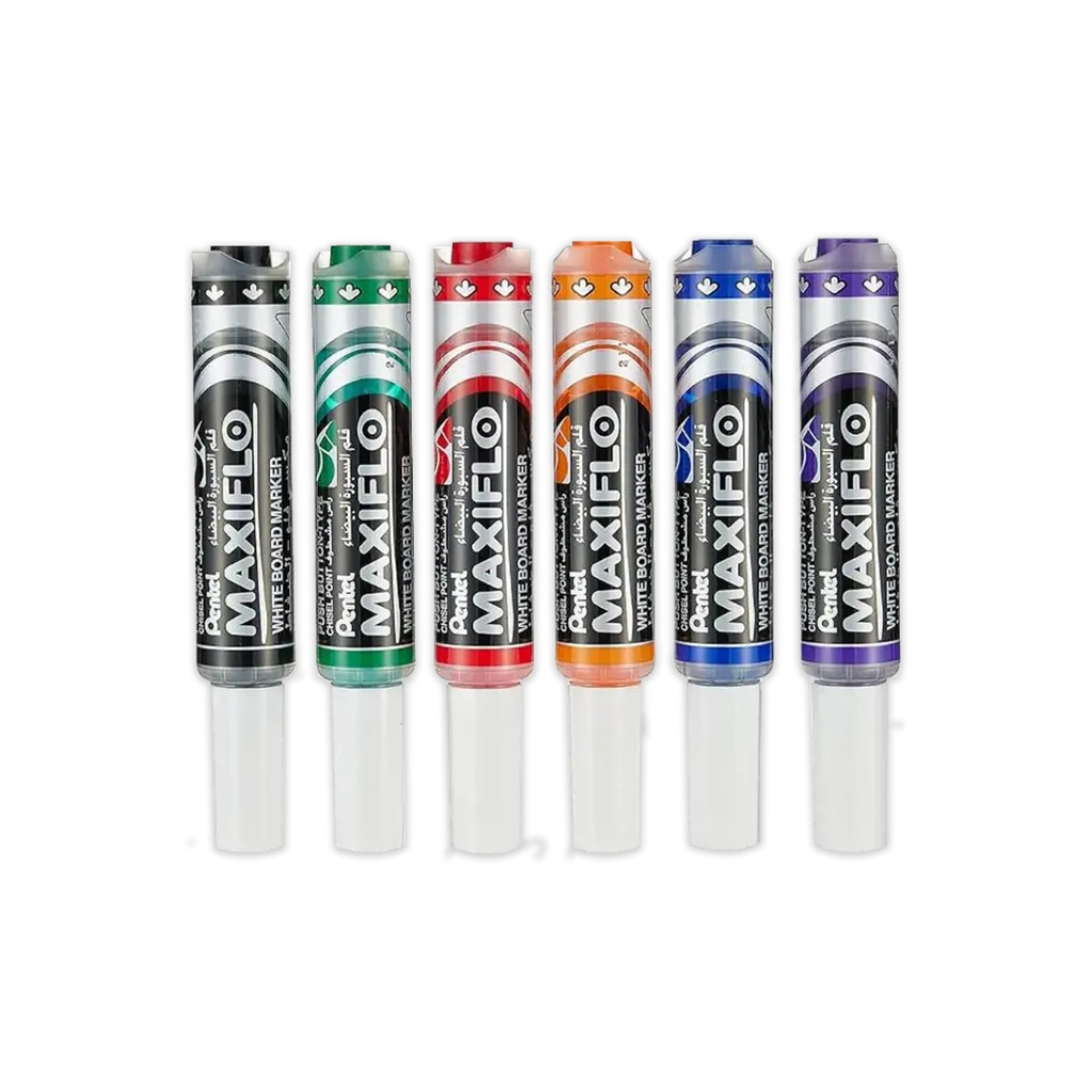Ghaith and Qalby Etmaan Maxiflo White Board Marker Set 6pcs Vibrant Colors with Smooth Ink Flow for Office and School Use