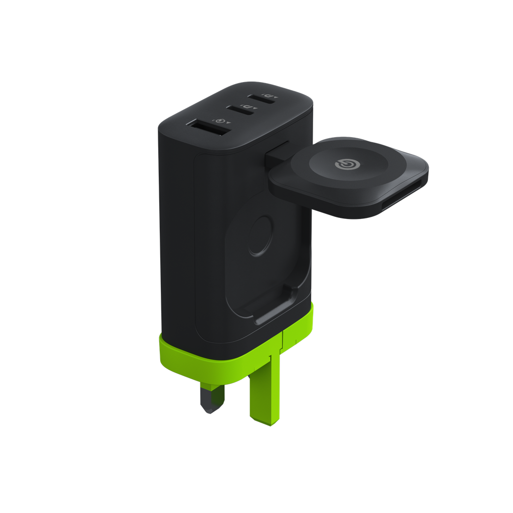 شاحن الحائط Goui I Wall بقدرة 45 واط مع منفذ USB-C ولوحة شحن مغناطيسية لساعة Apple Watch وشحن سريع متعدد الأجهزة متوافق مع أجهزة الكمبيوتر المحمولة والأجهزة اللوحية والهواتف الذكية |G-43WUK|