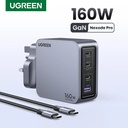 UGREEN Nexode Pro 160W USB C GaN II Fast Charger 4 Port Wall Adapter for MacBook Pro Air iPhone 16 Samsung S25U Dell XPS iPad Steam Deck | X763-25878.GY|