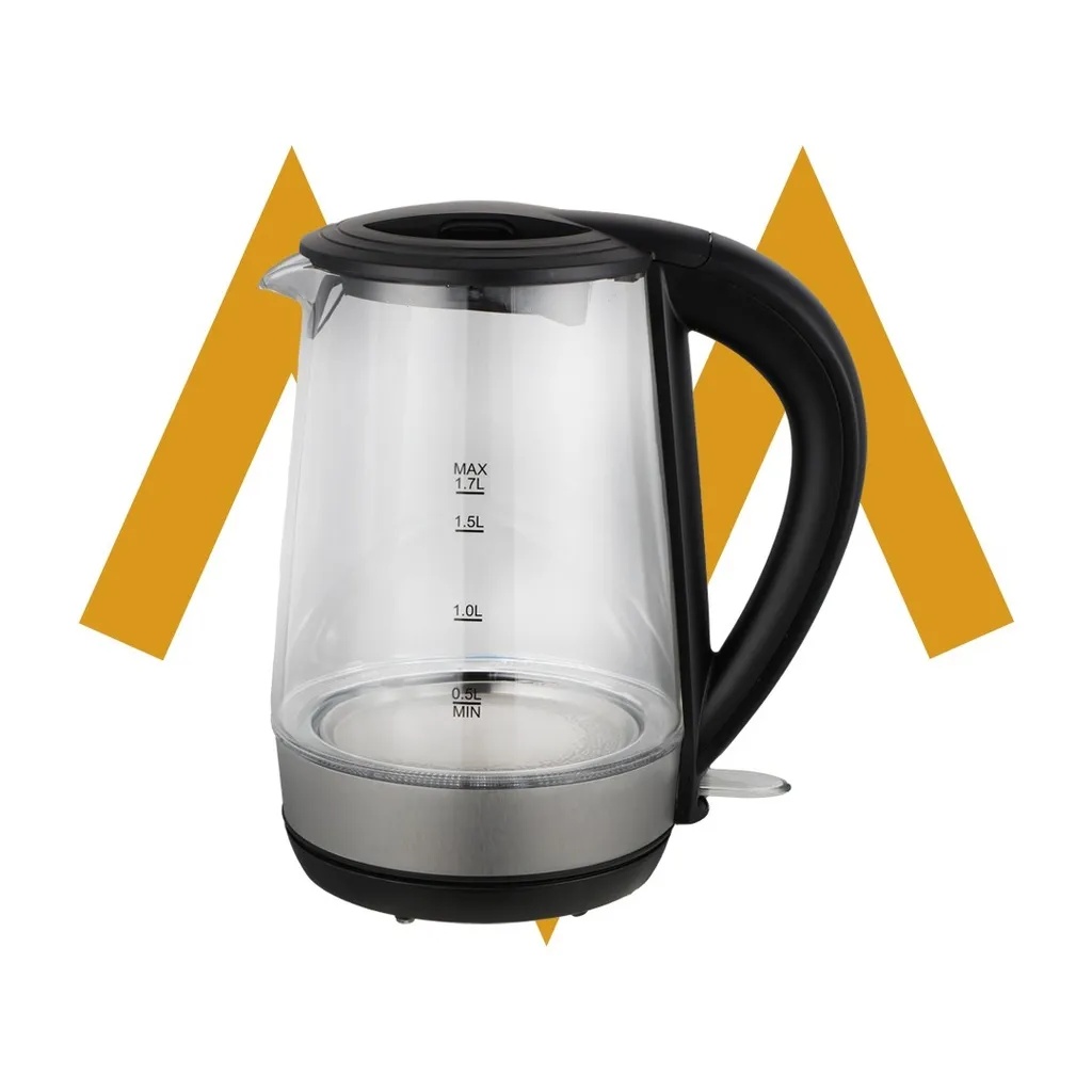 غلاية الماء: حمد ستور الكهربائية الزجاجية الشفافة 1.7 لتر غليان سريع ضوء LED 2200 واط سلكية لتسخين الماء |7MD-5807B-GS|