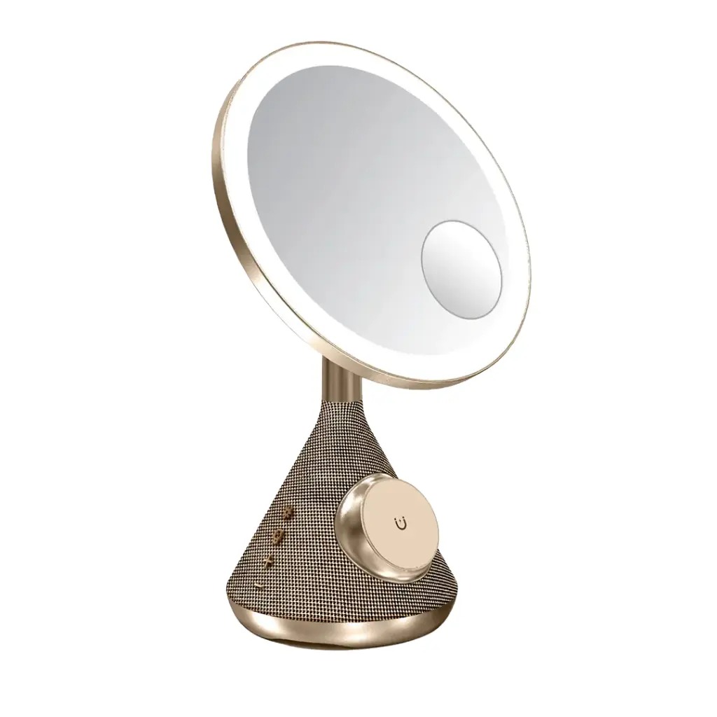 Porodo LED Makeup Mirror with Bluetooth Speaker 15W MagSafe Wireless Charger USB C Port 3 Brightness Level 3 Color Temperatures |LFS084||PD-LFST084-GD/SL|