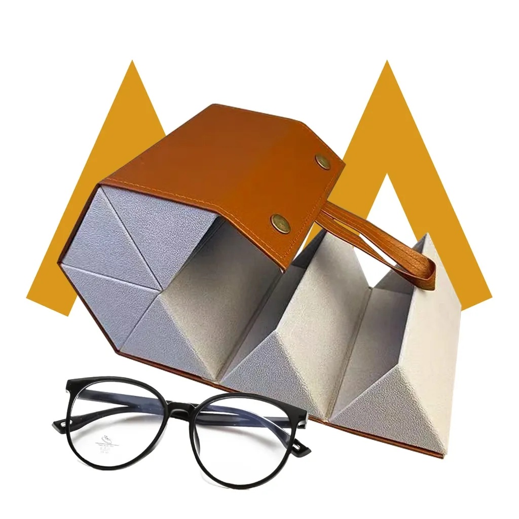 7MD Glasses Storage Case – Portable & Foldable Wall-Hanging Design, Leather Finish, Holds up to 5 Glasses, Ideal for Travel | 7MD-SB01