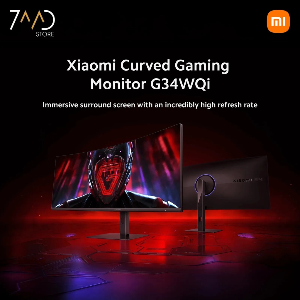 شاشة قيمينق G34WQi المنحنية من شاومي - بمقاس 34 بوصة و180 هرتز واستجابة 1ms وانحناء 1500R 