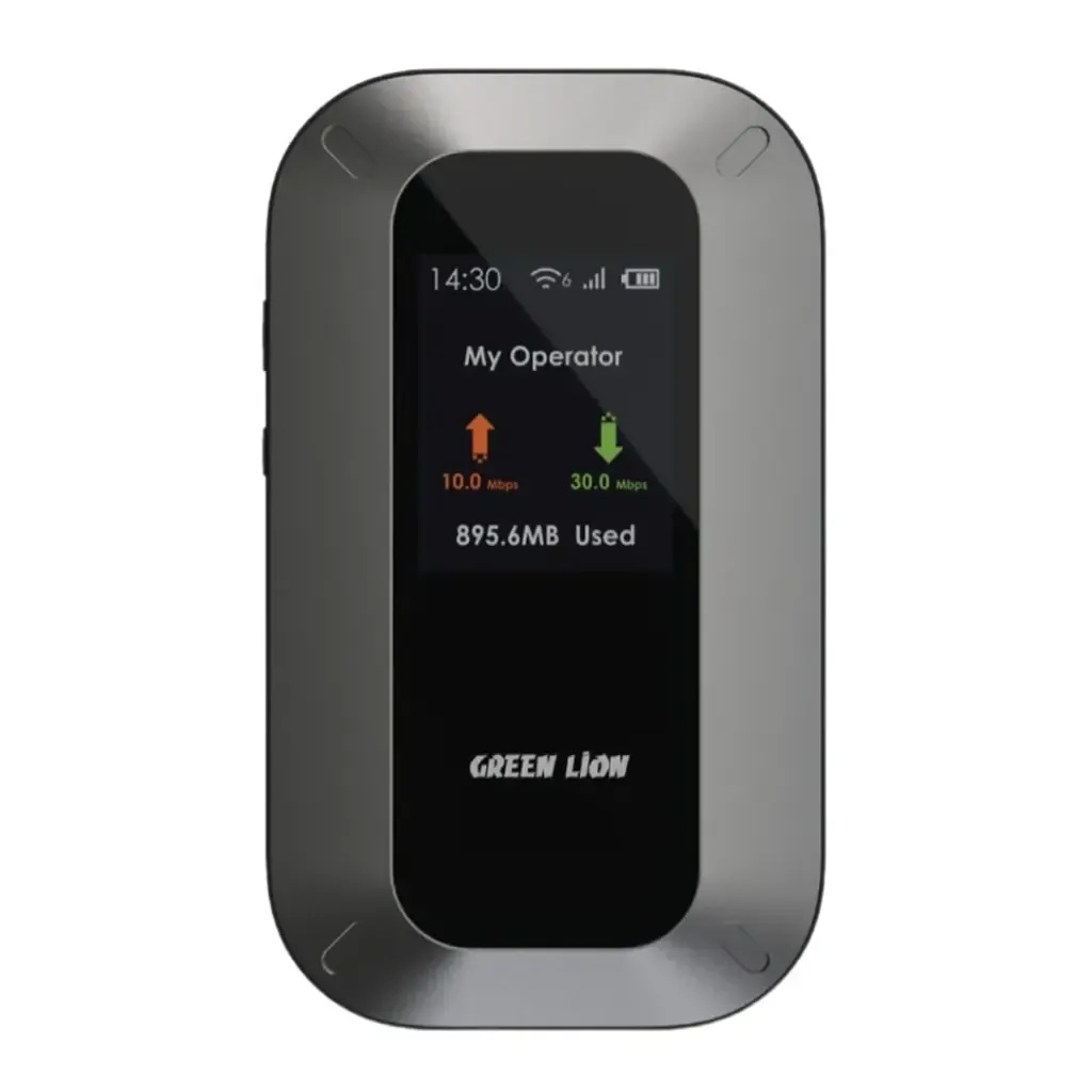 Green Lion Portable MIFI Router – 3000mAh WiFi 6 LTE Hotspot | USB-C Fast Charging, 150Mbps Download Speed, Connects 10 Devices, Linux OS | GNMIFI6RTRBK |
