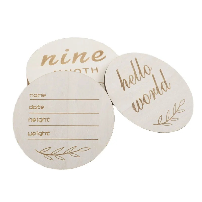 AMOR TINY Baby Monthly Milestone Photo Props – 12 Painted Wooden Circle Discs for Newborn Growth Tracking
