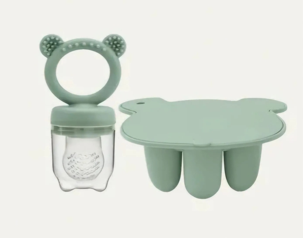 AMOR TINY 2‑in‑1 Silicone Infant Ice Cube Tray & Pacifier Feeder – 7‑Cell Soft Food Tray with Easy-Release Design