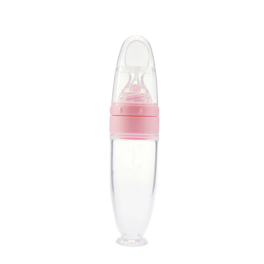 AMOR TINY Baby Silicone Food Feeder – Soft Head Heat-Resistant Feeding Bottle with Dust Cover, BPA-Free, 120ml Capacity for Infants 4 Months+