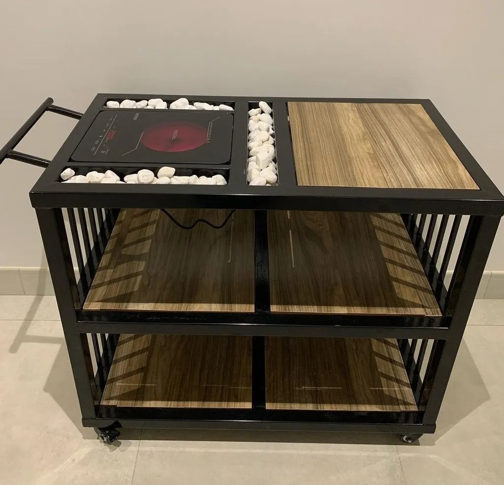 🚨 DISPLAY PIECE 🚨 Creative Arabic Design Multi-Shelf Coffee Table With 2000W Flexy Electric Cooker 🚨 Without box 🚨