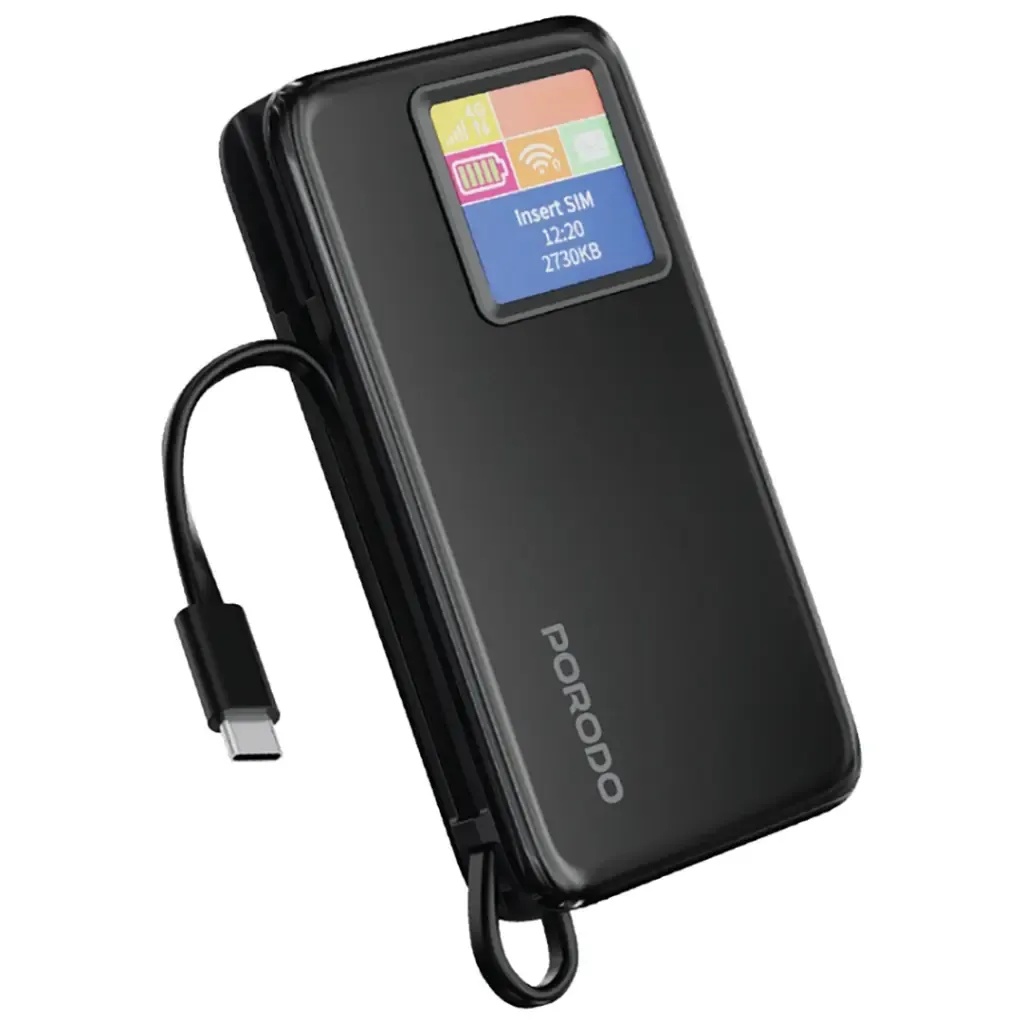 Porodo 4G LTE | WiFi 6 Pocket Router with 10000mAh Power Bank | PB087 | PDPBFCH087 |