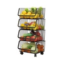 🚨 DISPLAY PIECE 🚨 4-Tier Fruit & Vegetable Storage Basket with Wheels – Detachable Wire Rack Organizer for Kitchen & Home Use 🚨 Without box 🚨