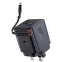 شاحن جداري من PROMATE بقدرة 65 واط وبتقنية GaNFast™ مع كابل USB-C مدمج وقابل للسحب – شاحن مدمج وسريع | Cubix-R65 |