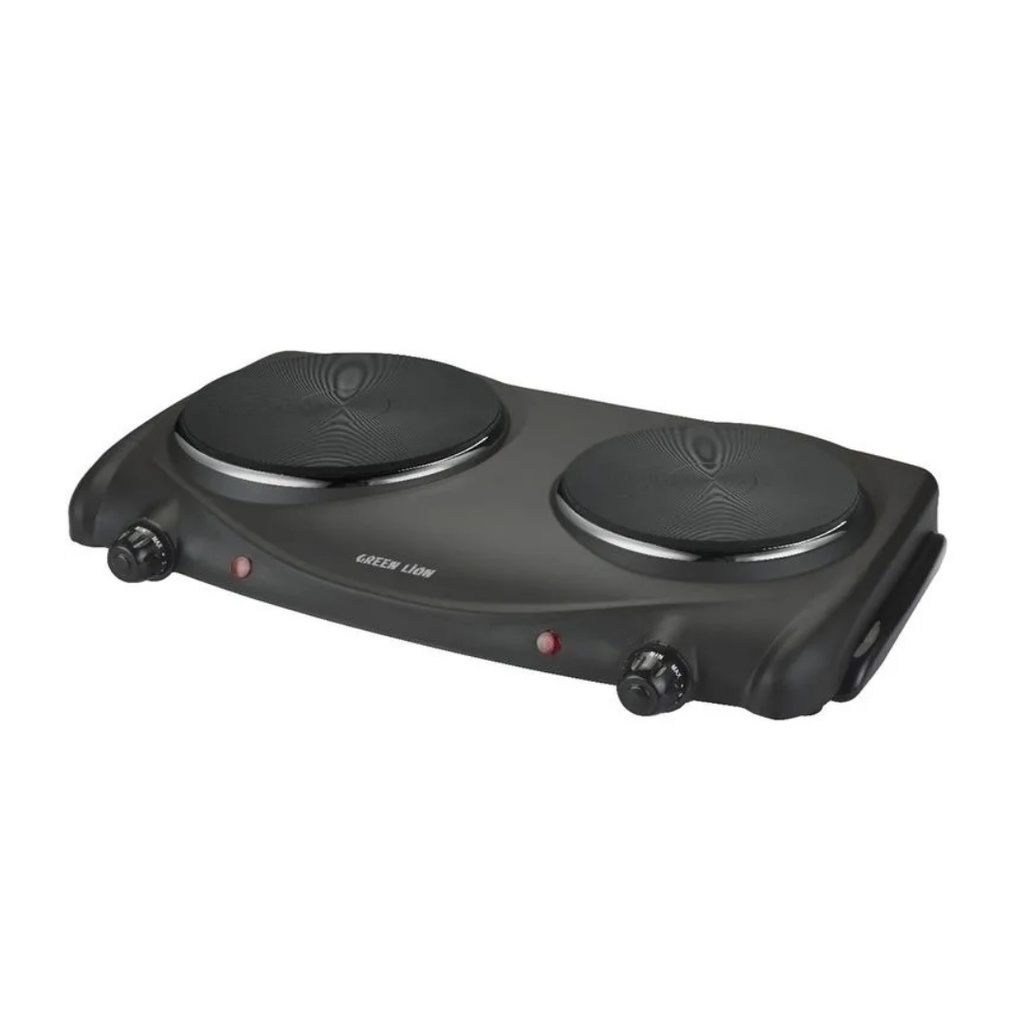 Green Lion Electric Stove with Double Hot Plate – 2500W Dual Burner Cooker, 6 Heating Levels, 50-500 °C Thermostat, Anti-Slip Base, Easy-Clean Design | GES-43 | GNESDOUB43BK |