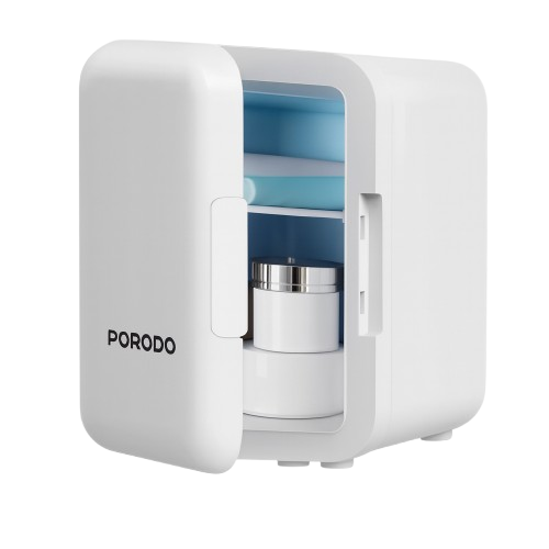 Porodo Lifestyle EchoChill 4L Mini Cooling Fridge – Compact Thermoelectric Cooler & Warmer for Home, Office & Travel with Dual Power Options | PDLFST4LMFWH |