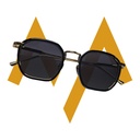 7MD Premium Unisex Square Sunglasses – Elegant Black & Gold Frame with Dark Lenses, Stylish Design with Protective Case