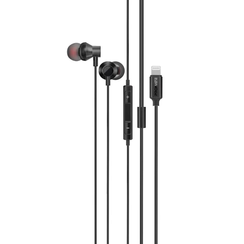 PROMATE Lightning Earphones – MFi Certified, Ergonomic In-Ear Design, 10mm Drivers, HD Sound | Vibe-LT |