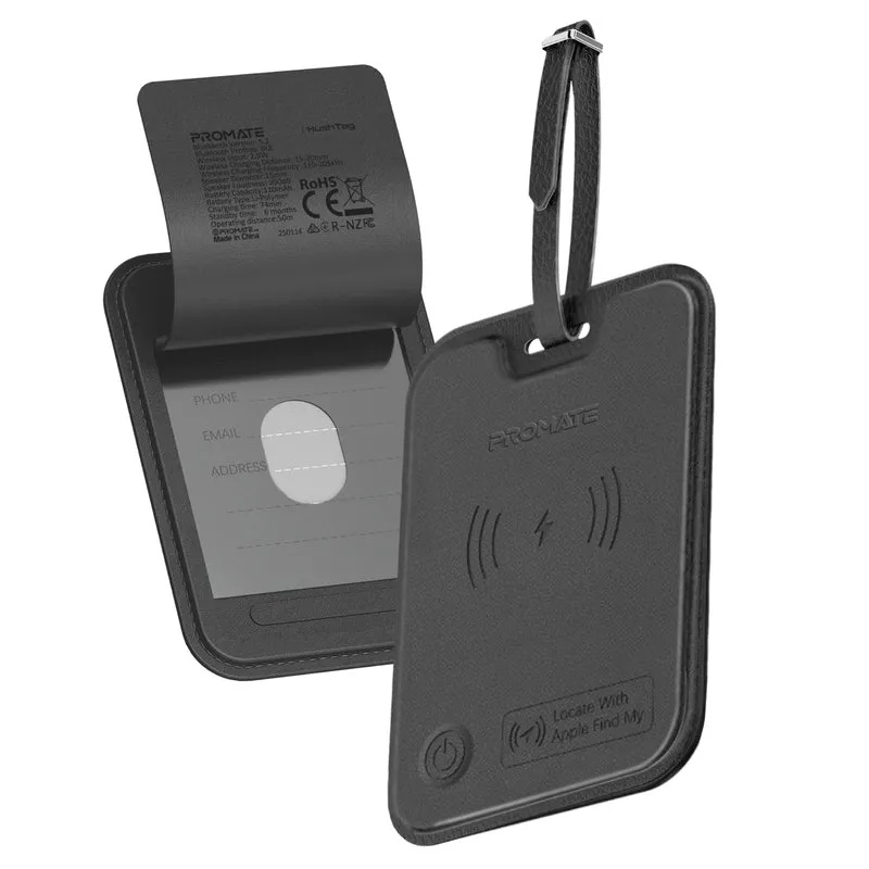 PROMATE Smart Luggage Tag – Anti-Loss Design, Slim Leather Build, Integrated Smart Tracking | HushTag |