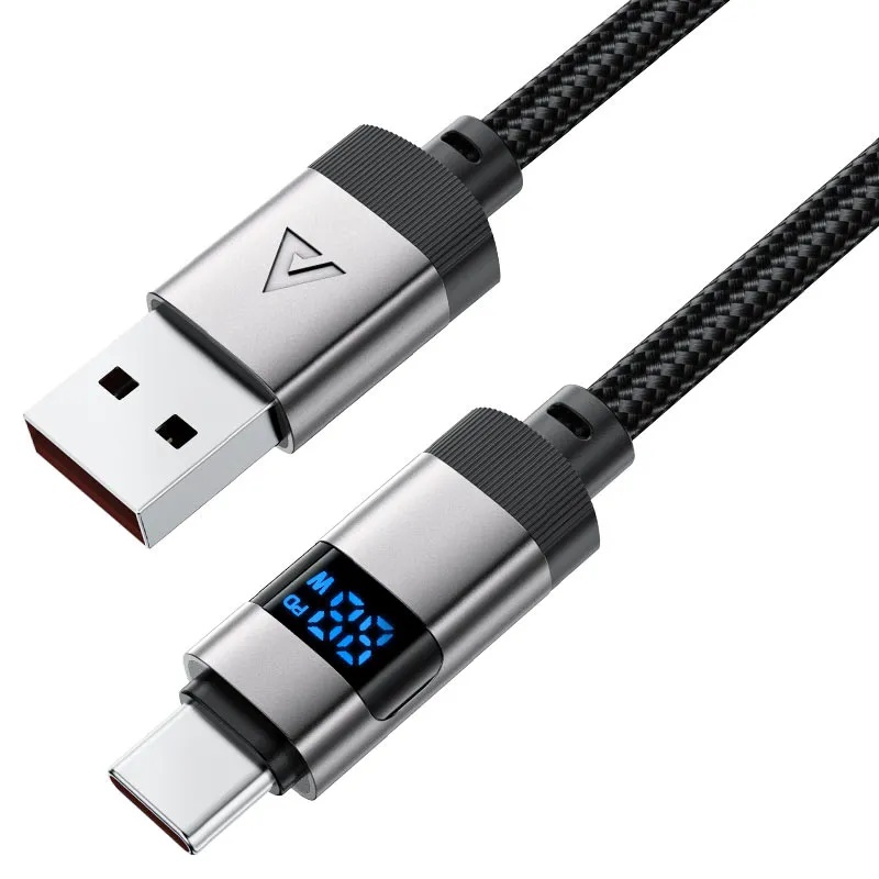 كيبل شحن من USB-A إلى تايب سي من ACEFAST  – شحن ومزامنة سريعة بقدرة 66 واط، بطول 1.2 متر وسلك مجدول مع شاشة LED رقمية | C15-04 |