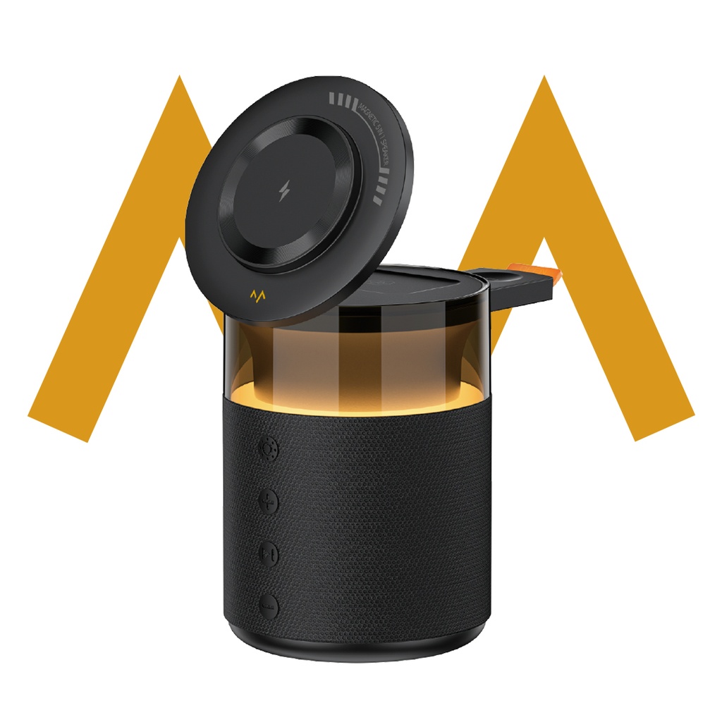 7MD 5-in-1 Wireless Charger & Bluetooth Speaker – 15W Fast Charging Dock for Mobile Phones, Earphones & Watches, LED Dimming Light, 360° Stereo Sound, 1800mAh Battery, Model | 7MD46325 |