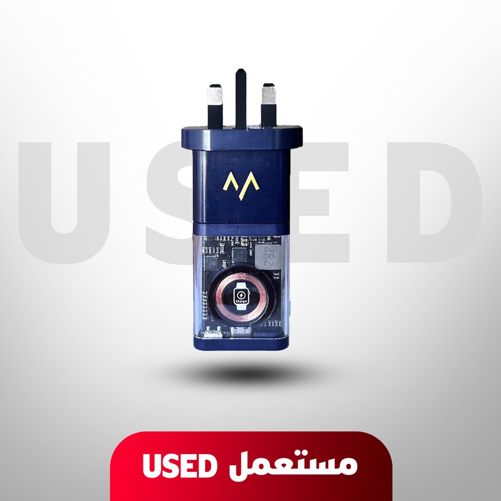 🚨 مستعمل 🚨  الحل الصعب من حمد ستور | شاحن جداري مع باوربانك بسعة 5200 وكيبل Type-C مدمج مع شحن لاسلكي للساعة الذكية 🚨 غير خاضع للضمان 🚨