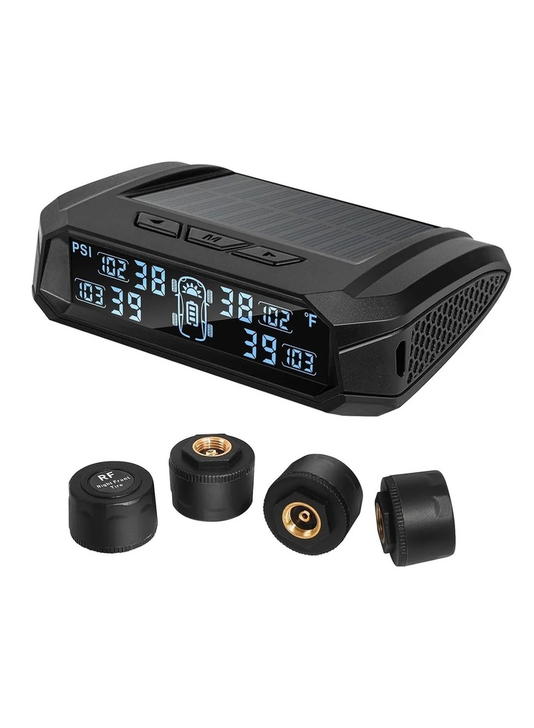 TPMS Tire Pressure Monitoring System with Solar Charging – Real-Time Pressure & Temperature Alerts