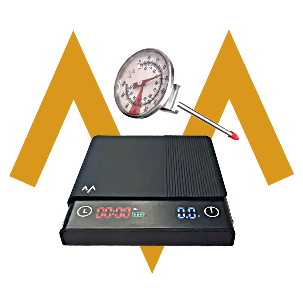 ميزان رقمي للقهوة ومقياس حرارة سائلي من حمد ستور - مجموعة للاستخدام الاحترافي للقهوة