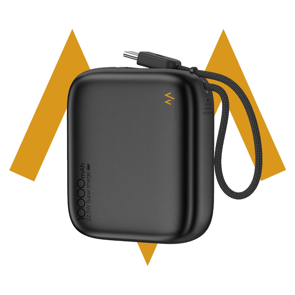 7MD Cube Fast Charging Power Bank – 10000mAh, 22.5W Output, Built-in Type-C Cable, Two-Way Fast Charging, Metal Finish | 7MD46825 |