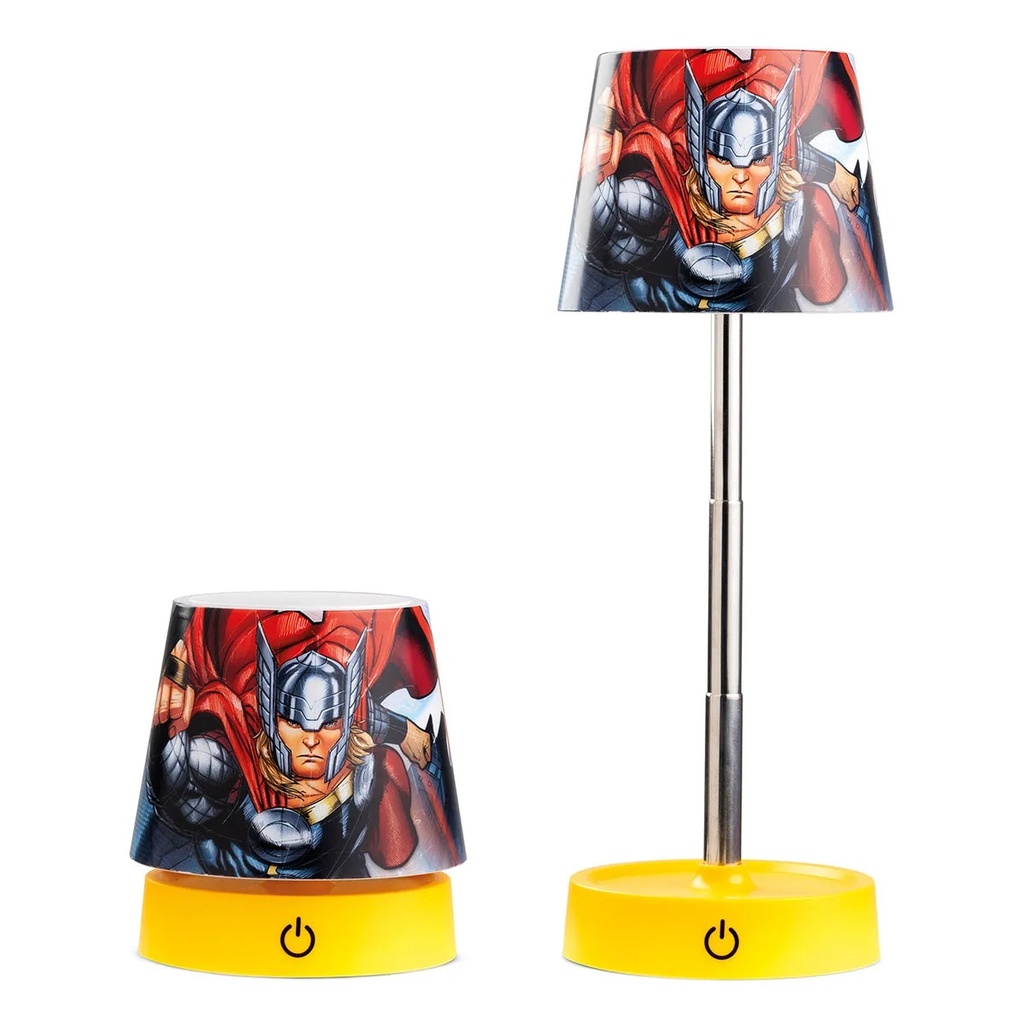 Disney Marvel LED Lamp – 11 cm | Thor, Spider-Man, Hulk, Captain America | Adjustable Height & USB Powered.