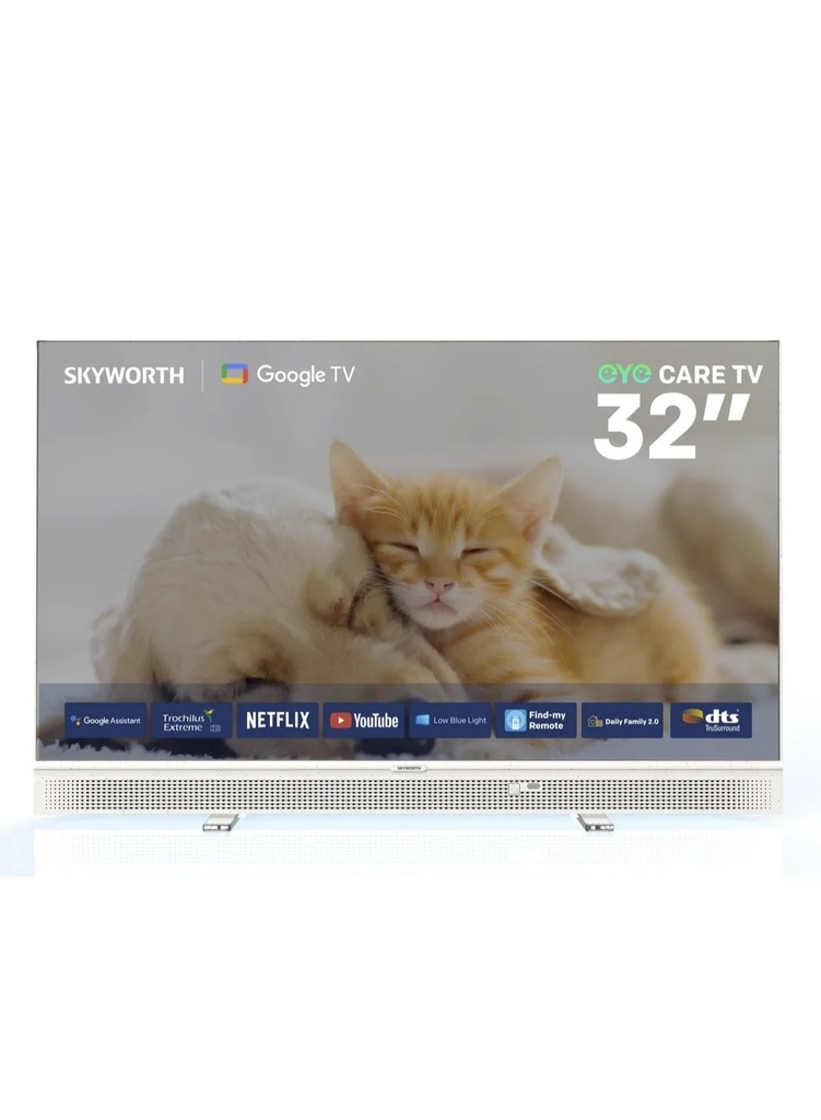 Skyworth 32 inch Portable Music TV – Full HD Google TV, DBX-TV Audio, USB-C & 12V Power Bank Support, With One Year Free SUB | 32LP70G |