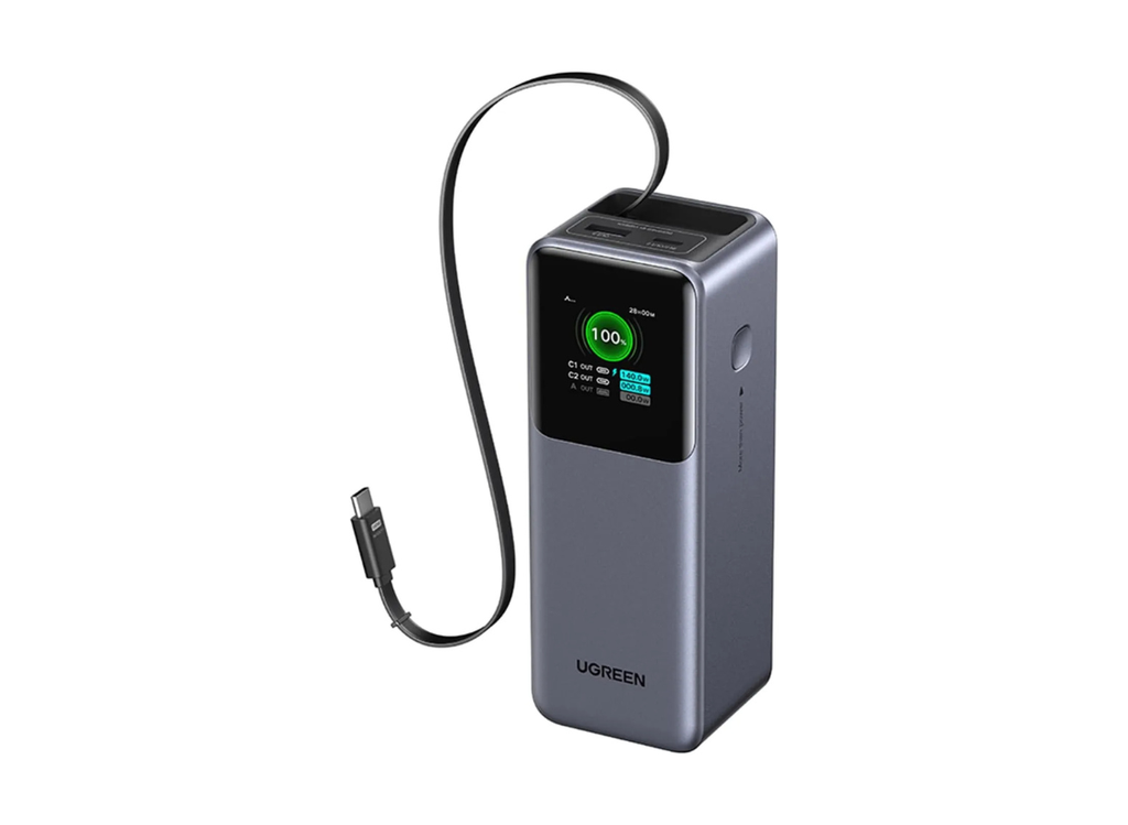 باور بانك Nexode 165W بسعة 20,000mAh من يوغرين – مزود بكابل USB-C قابل للسحب، شحن سريع 100 واط | PB726 \ 55987B |