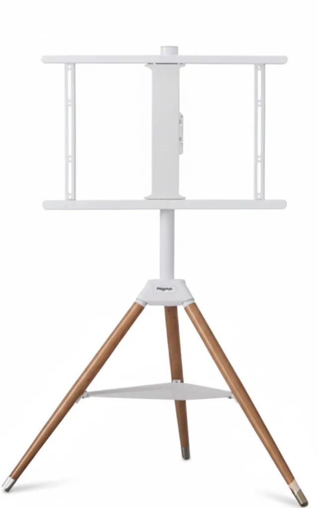 Alebdaa Luxury Wooden Three-Leg MoveUp TV Stand with Shelf – Artistic Tripod Design for 32–75" TVs | Mov001 |