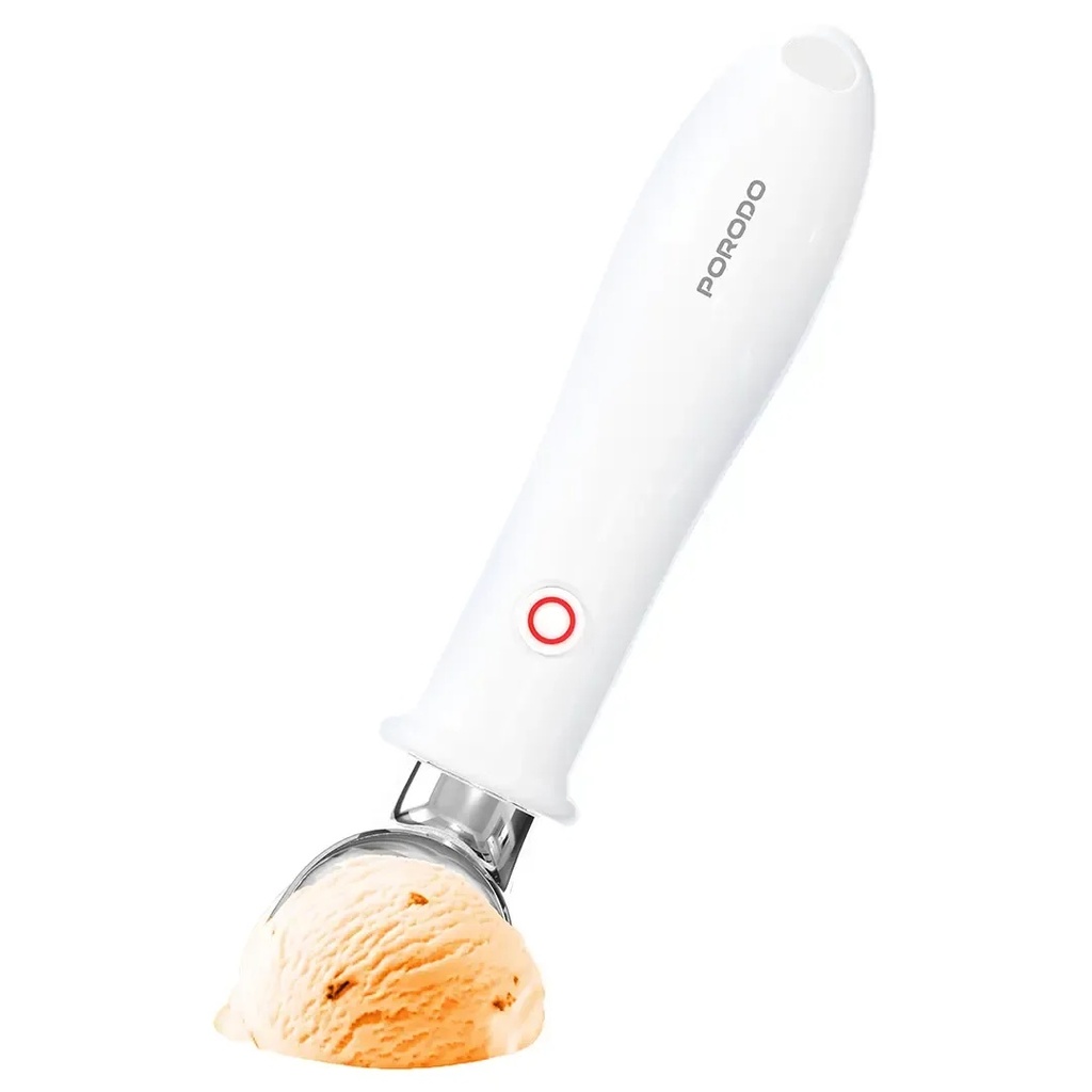 Porodo Lifestyle Rechargeable Heated Ice Cream Scoop with Safety Switch Lock – USB-C Charging | PDLFSTKW2310WH |