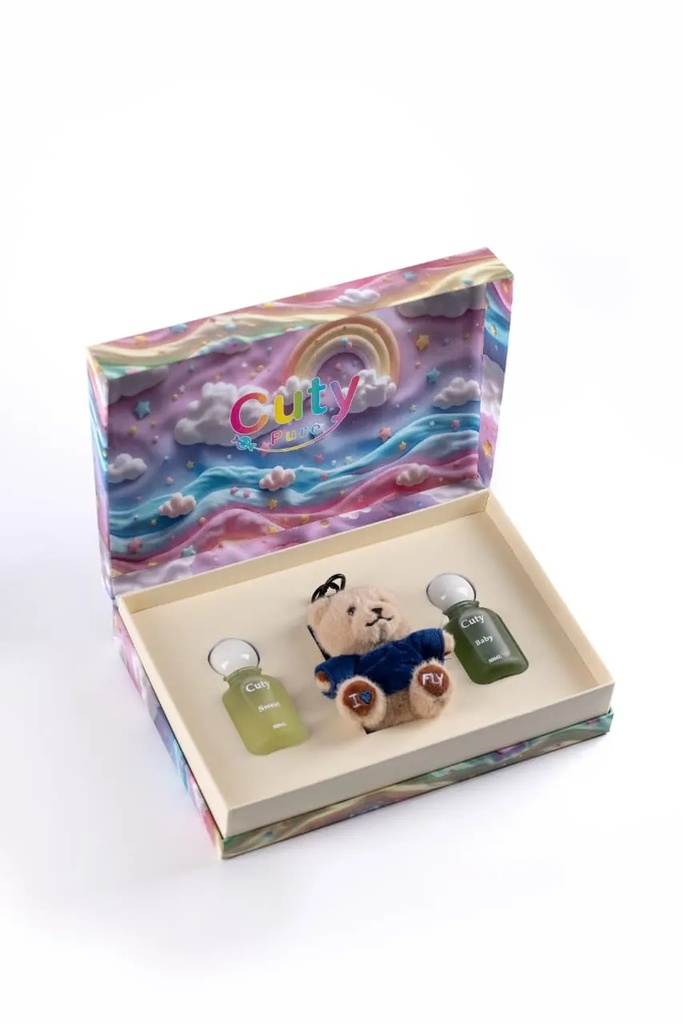 Cuty Perfume Set for Boys – Sweet + Baby (50ml Each) with Gift Keychain | Rainbow Box |