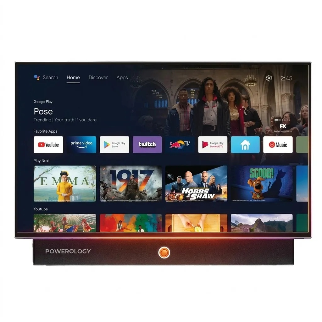 Powerology TouchVision Pro 27 inch Portable Smart Touch Display – Full HD, Android 15, 6GB RAM, 128GB Storage, 27000mAh Battery | PWH27FWH |