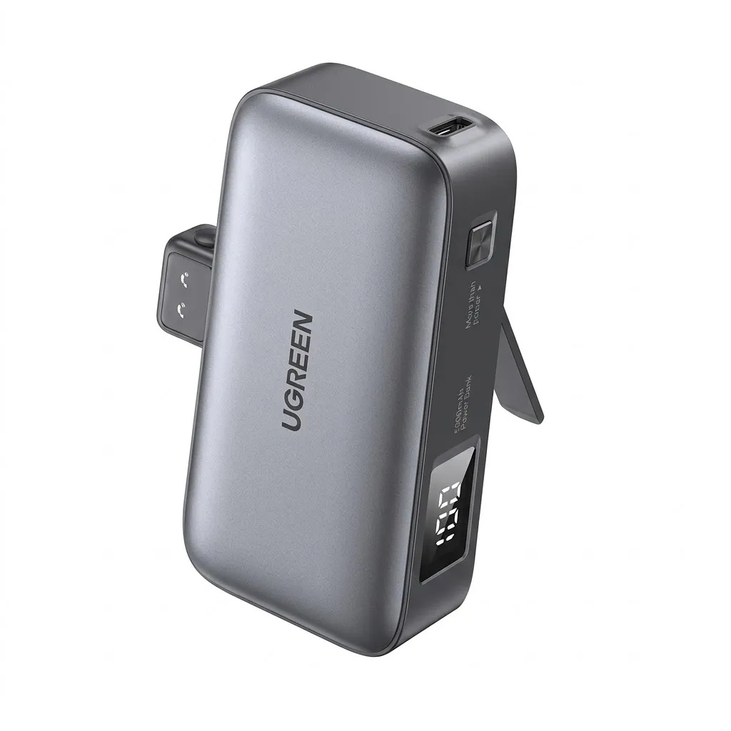 باور بانك بسعة 5000 من يوغرين مللي أمبير مع شحن سريع 20 واط ومنفذ USB-C مدمج وحامل قابل للطي | PB503 / 35338 |
