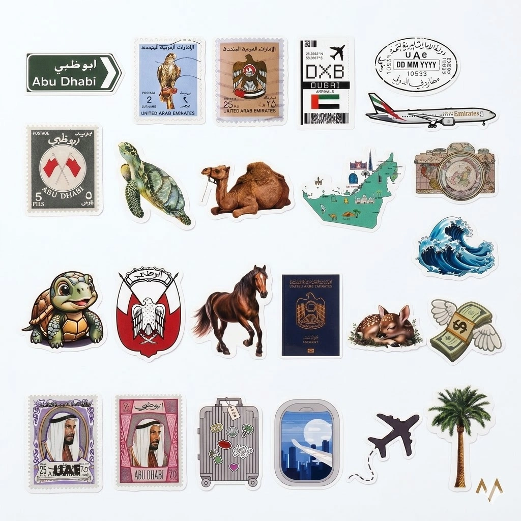 7MD Emirati Travel Stickers Collection – Premium UAE-Themed Stickers for Luggage & Accessories