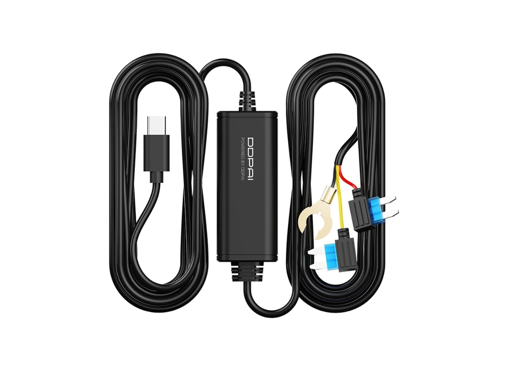 DDPAI Dash Cam Hardwire Kit for 24-Hour Parking Monitoring, 12V/24V to 5V/3A with Low Voltage Protection, 3m Cable | DC003 |